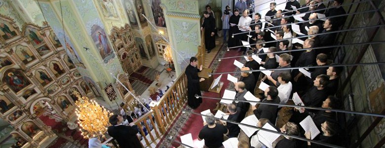 A bird's eye view of the choir at the Church of the Protection in Saratov